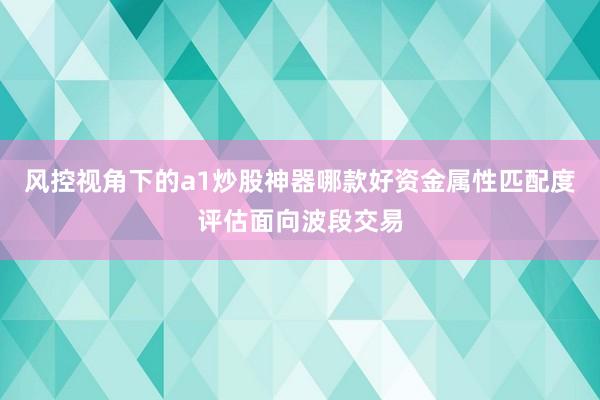 风控视角下的a1炒股神器哪款好资金属性匹配度评估面向波段交易